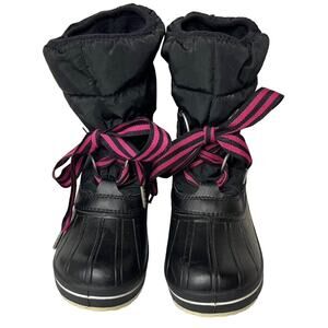 Roxy Women's Snow Boots Size 6 Black Roxy Patch Insulated Waterproof Lace-Up EUC